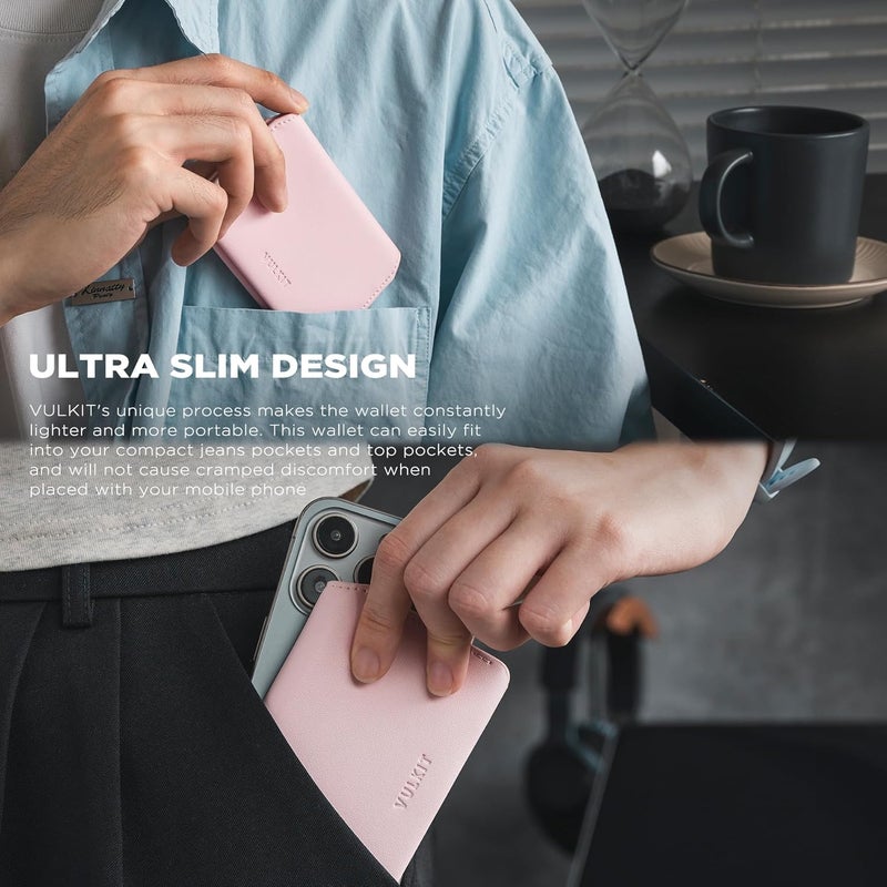 VULKIT Slim Minimalist Card Holder RFID Blocking Leather Credit Card Holder Front Pocket Wallet Magnetic Closure - Image 2